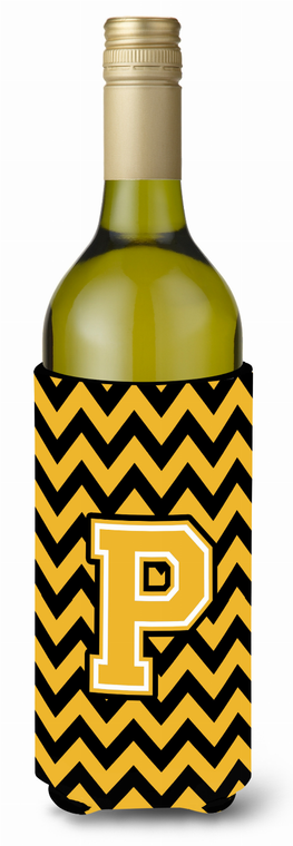 Monogram Letter Chevron Wine Bottle Hugger - 638508016881