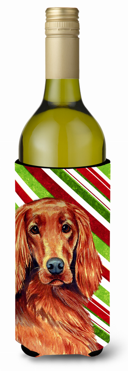 Candy Cane Holiday Christmas Design with Dog Wine Bottle Hugger - 615872701346