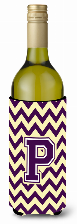 Monogram Letter Chevron Wine Bottle Hugger - 638508032447