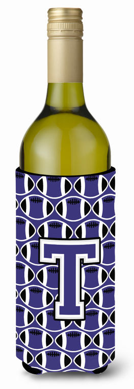 Monogram Letter Football Wine Bottle Hugger - 638508040282