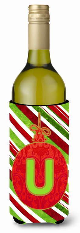 Christmas Ornament Holiday Monogram Wine Bottle Hugger - 615872724284