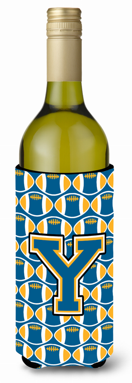 Monogram Letter Football Wine Bottle Hugger - 638508047595