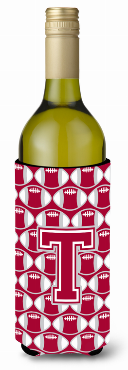 Monogram Letter Football Wine Bottle Hugger - 638508037947