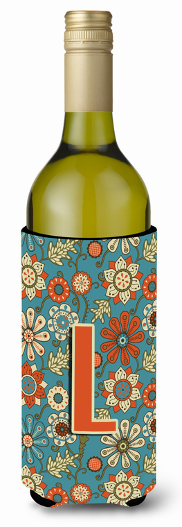 Monogram Letter Flowers Wine Bottle Hugger - 638508020734