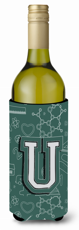 Monogram Letter Back to School Wine Bottle Hugger - 638508020307