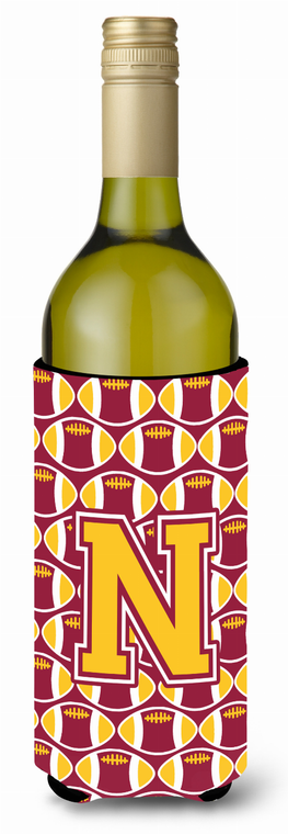 Monogram Letter Football Wine Bottle Hugger - 638508050601