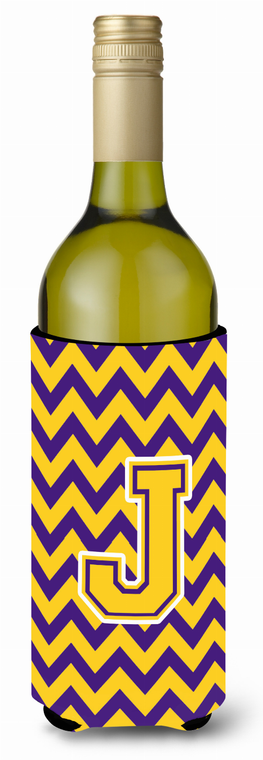 Monogram Letter Chevron Wine Bottle Hugger - 638508007360