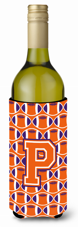 Monogram Letter Football Wine Bottle Hugger - 638508043368