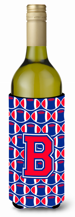 Monogram Letter Football Wine Bottle Hugger - 638508046581