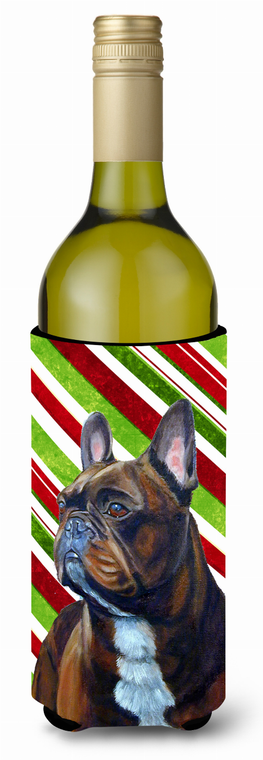 Candy Cane Holiday Christmas Design with Dog Wine Bottle Hugger - 615872713516