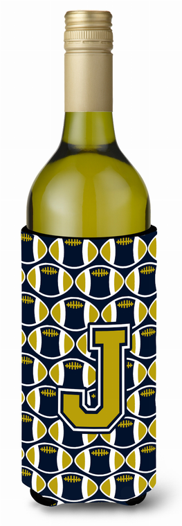Monogram Letter Football Wine Bottle Hugger - 638508045102