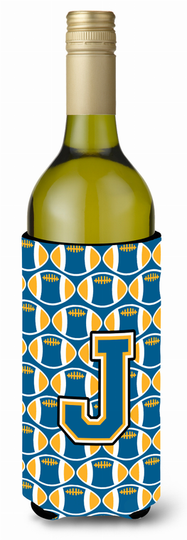 Monogram Letter Football Wine Bottle Hugger - 638508047441