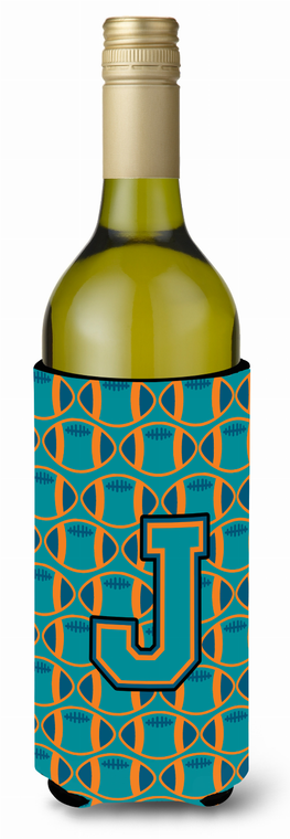 Monogram Letter Football Wine Bottle Hugger - 638508036285