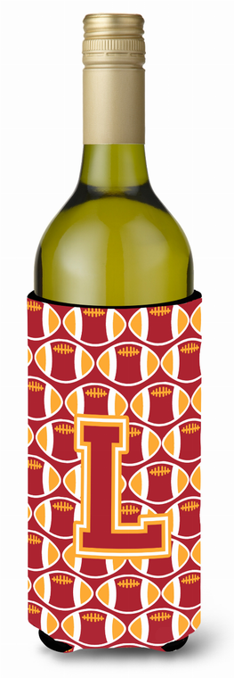 Monogram Letter Football Wine Bottle Hugger - 638508041760