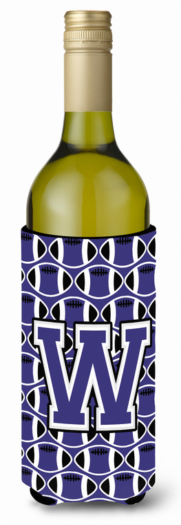 Monogram Letter Football Wine Bottle Hugger - 638508040312
