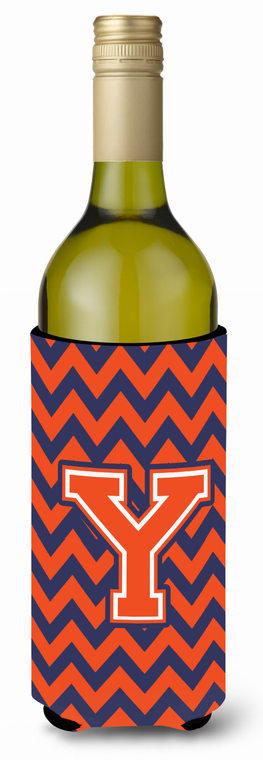 Monogram Letter Chevron Wine Bottle Hugger - 638508008299