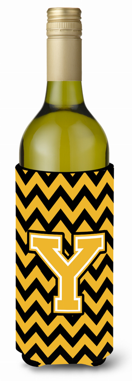 Monogram Letter Chevron Wine Bottle Hugger - 638508016973