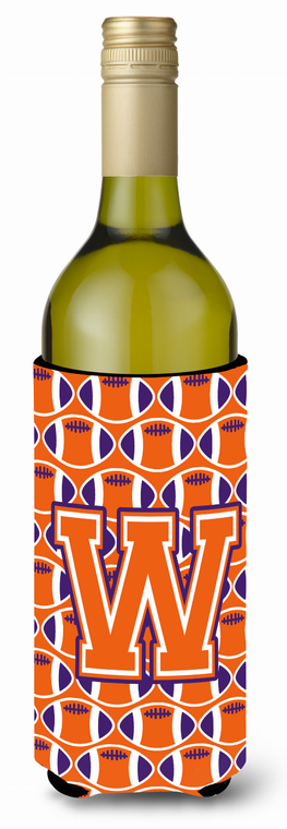 Monogram Letter Football Wine Bottle Hugger - 638508043436