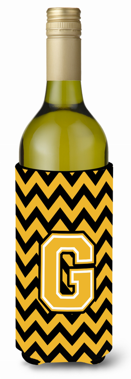 Monogram Letter Chevron Wine Bottle Hugger - 638508016799