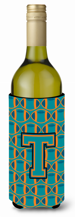 Monogram Letter Football Wine Bottle Hugger - 638508036384