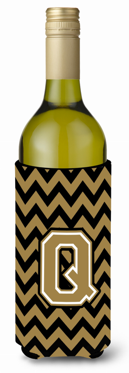 Monogram Letter Chevron Wine Bottle Hugger - 638508014818