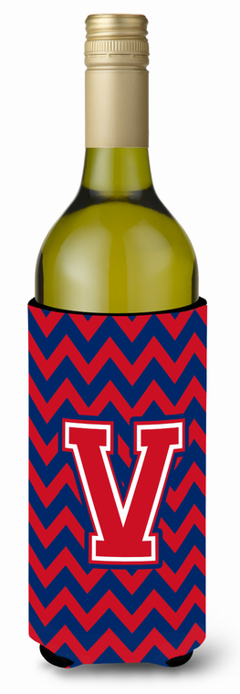 Monogram Letter Chevron Wine Bottle Hugger - 638508017727