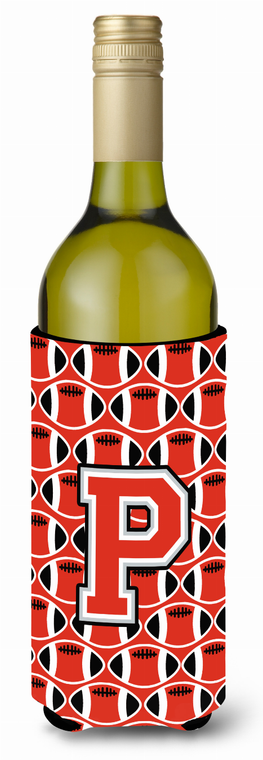 Monogram Letter Football Wine Bottle Hugger - 638508039460