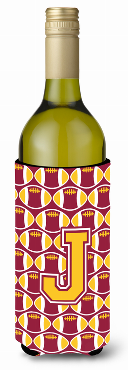 Monogram Letter Football Wine Bottle Hugger - 638508050564