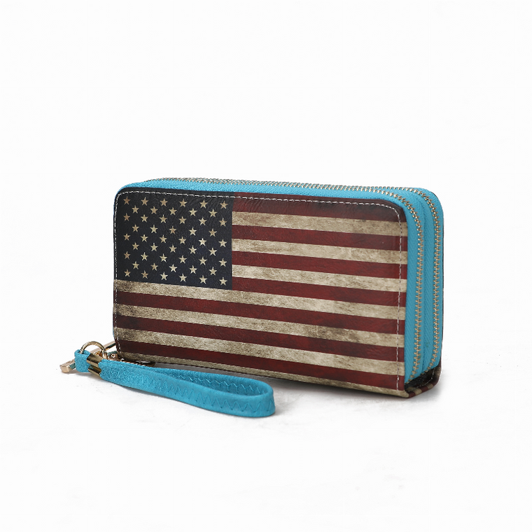 Uriel Vegan Leather Women's FLAG Wristlet Wallet - 726667395074