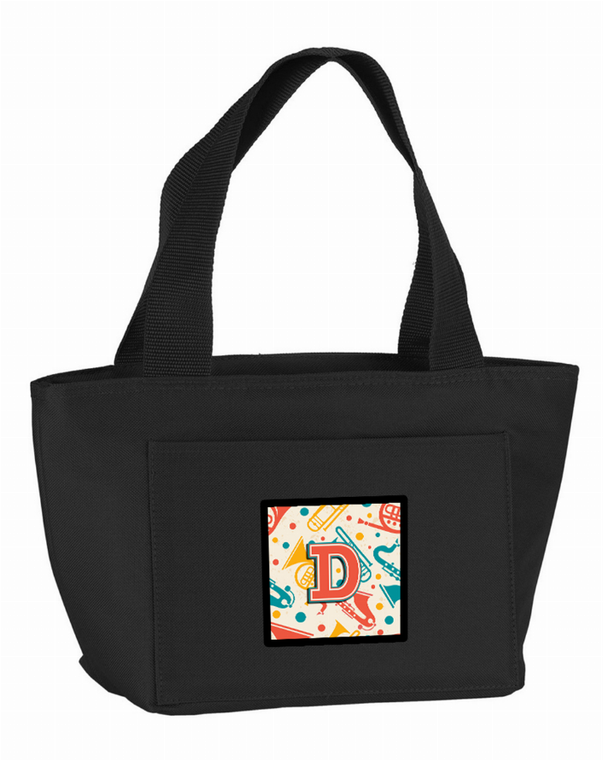 Retro Teal Orange Musical Instruments Initial Lunch Bag - 638508858771