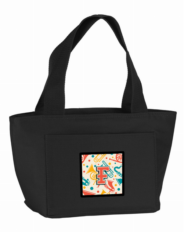 Retro Teal Orange Musical Instruments Initial Lunch Bag - 638508858795
