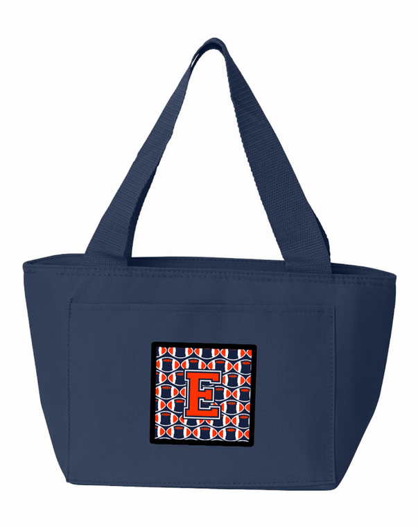 Letter E Football Orange, Blue and white Lunch Bag - 638508863683