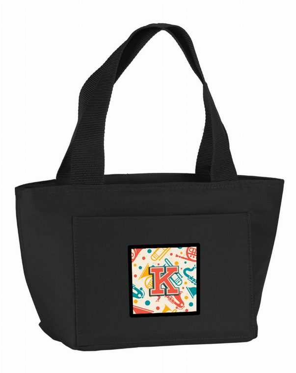Retro Teal Orange Musical Instruments Initial Lunch Bag - 638508858849