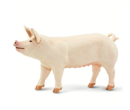 Large White Pig Figurine - 095866003142