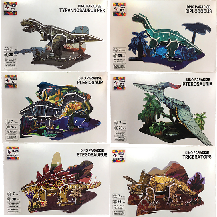 Dinosaur 3D Puzzles EPS Foam Puzzle Sets, Six Types - 667741121960