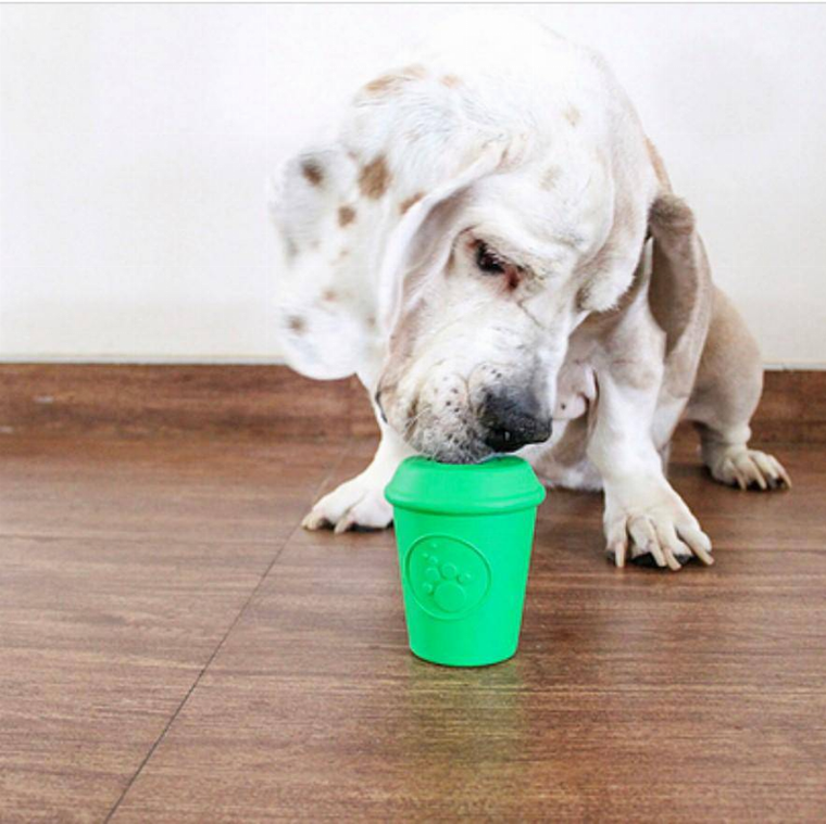 Coffee Cup Durable Rubber Chew Toy and Treat Dispenser - 810216023089