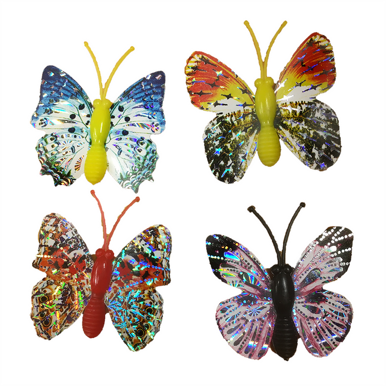 Laser Etch Butterfly Hair Clips and Magnets in Peggable Bag - 667741123056