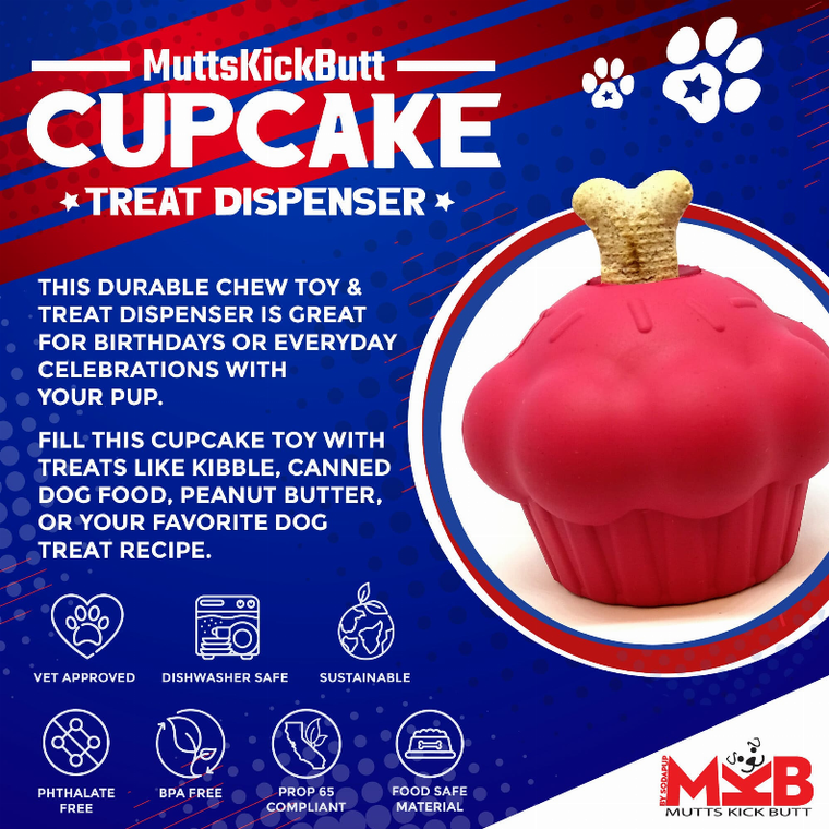Cupcake Durable Rubber Chew Toy & Treat Dispenser - 810216023874