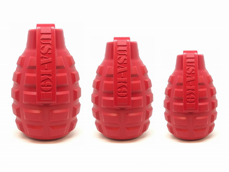 USA-K9 Grenade Durable Rubber Chew Toy & Treat Dispenser - 810216022969