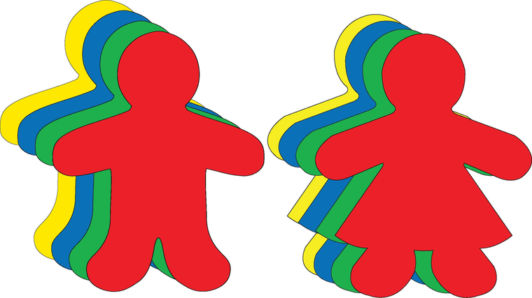 Kid Shape Set Assorted Color Large Cut-Outs - 098497084948