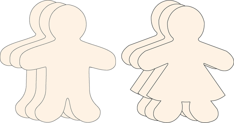Kid Shape Set Single Color Large Cut-Outs - 098497084931