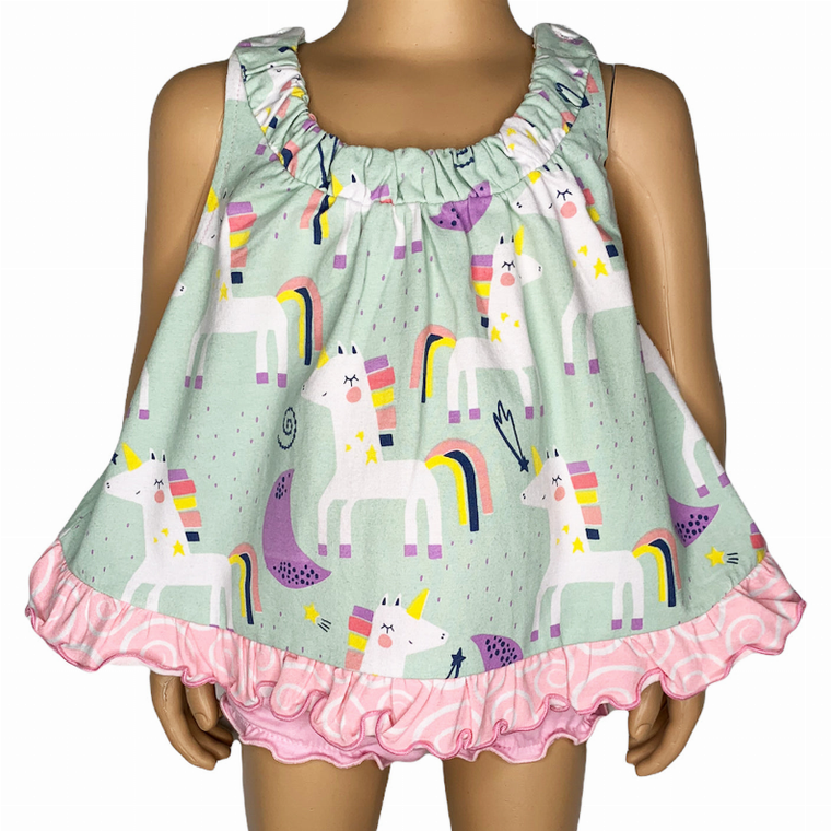 AnnLoren Baby and Big Girls Unicorn Swing Tank Top Spring Summer Separates - 633632264337