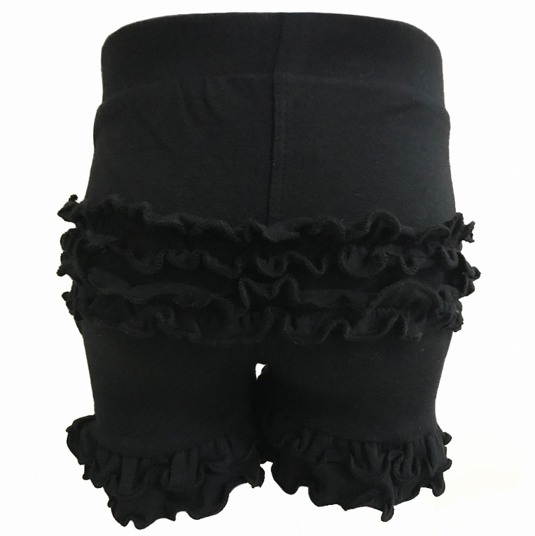 AnnLoren Girls Black Stretch Cotton Knit RuffleButts Shorts Baby/Toddler - 633632253669
