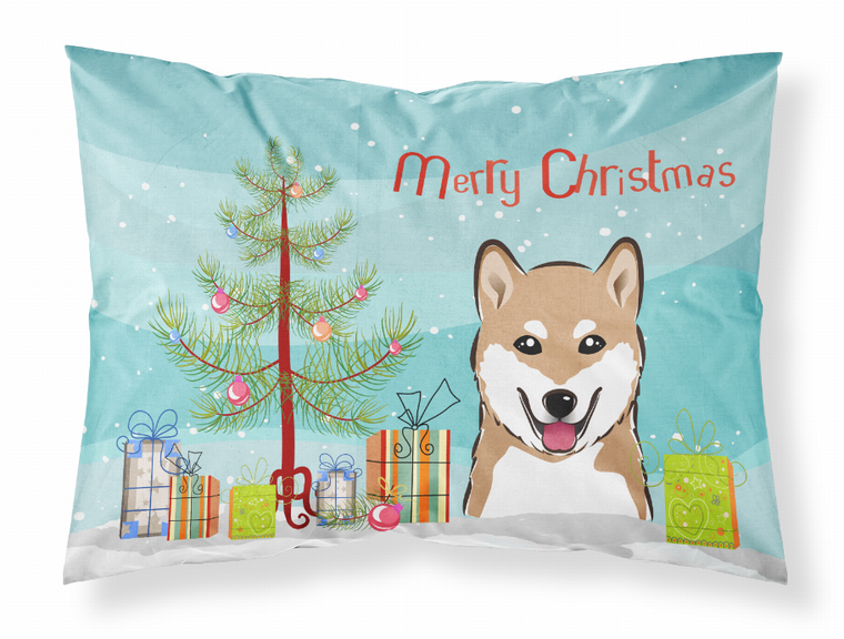 Carolines Treasures Christmas Tree and Dog Fabric Standard Pillowcase, White, Moisture Wicking Lightweight