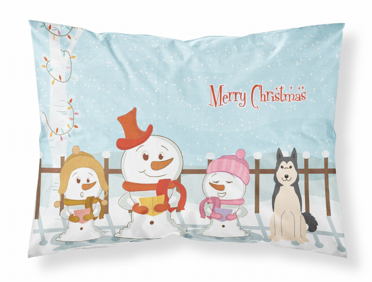 Carolines Treasures, Inc Merry Christmas Carolers Dog Fabric Standard Pillowcase, White, Holiday Stars, Moisture Wicking