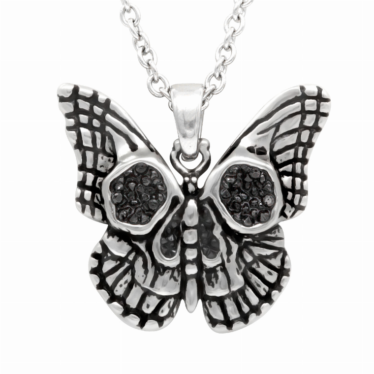 Butterfly skull necklace - 734130259006