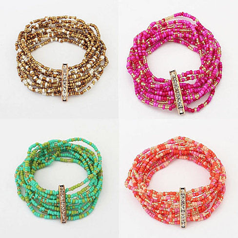 Bohemian Bead Bracelet in Springy Colors - 740016267331