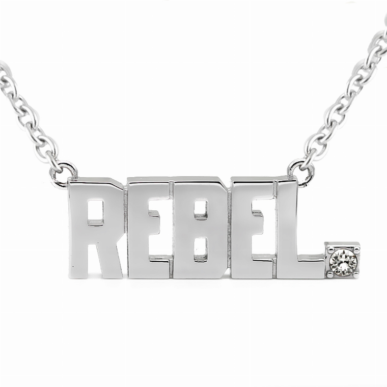 REBEL Pendant Block Letter Necklace with Swarovski crystal - 734130260811