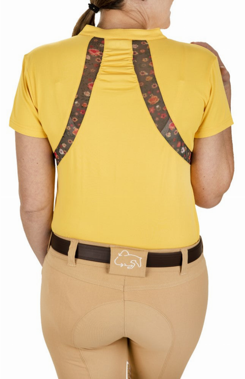 Equine Couture Women EcoRider Thea Notched V-Neck Short Sleeve Sport Shirt - 849913095334