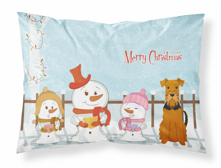Carolines Treasures Merry Christmas Carolers Dog Fabric Standard Pillowcase, White, Cheerful Holiday, Moisture Wicking